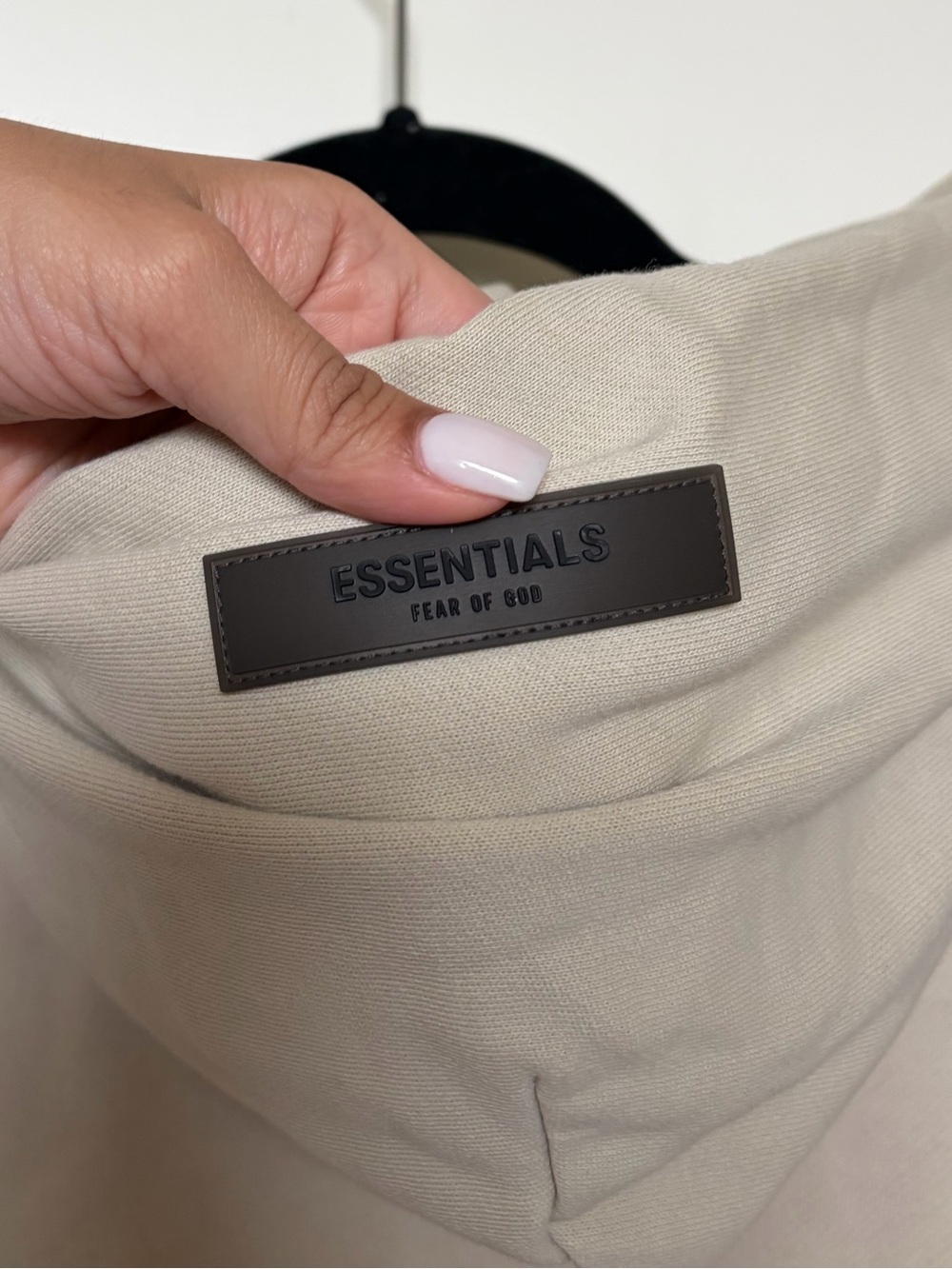 Fear of God Essentials Two-Tone Hoodie in Beige and Black - Picture 3 of 7